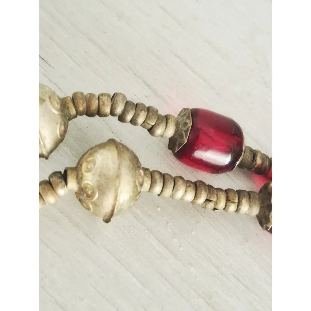 Vintage Turkoman Afghan Lapis Luzli Pendant and Cherry Amber Bead Necklace